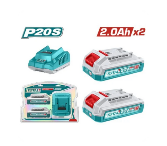 Total 20V Battery KIT 2x2AH Batt + 2AH Charger