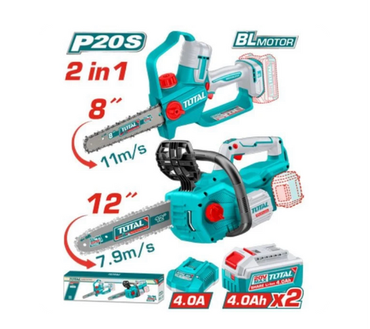 Total 20V COMBO 2PC Pruner Saw 8"+ Chain Saw 12"