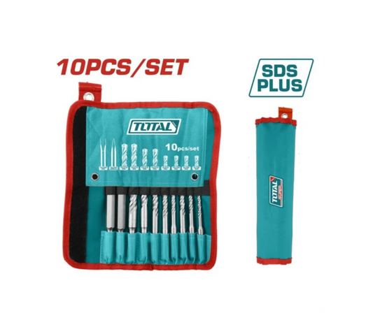 Total Drill Hammer/Chisel Bit Set 10Pc