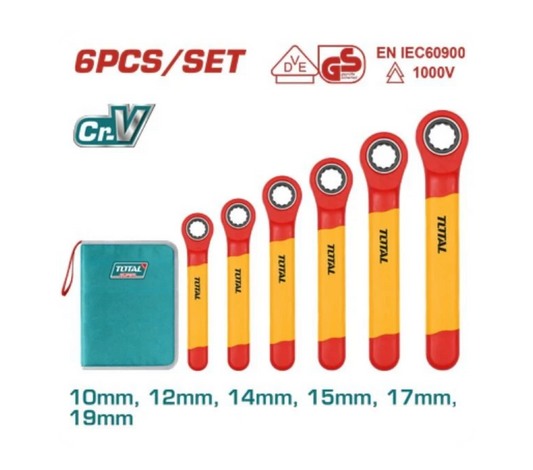 Total Elec Vde Wrench Ratchet Set 6PC 10-19mm