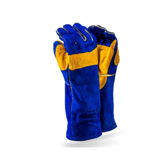 Blue double palm welding gloves