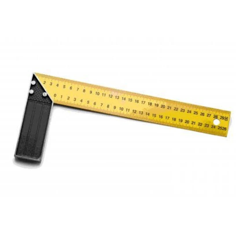 OM Try Square Yellow Aluminium 250mm